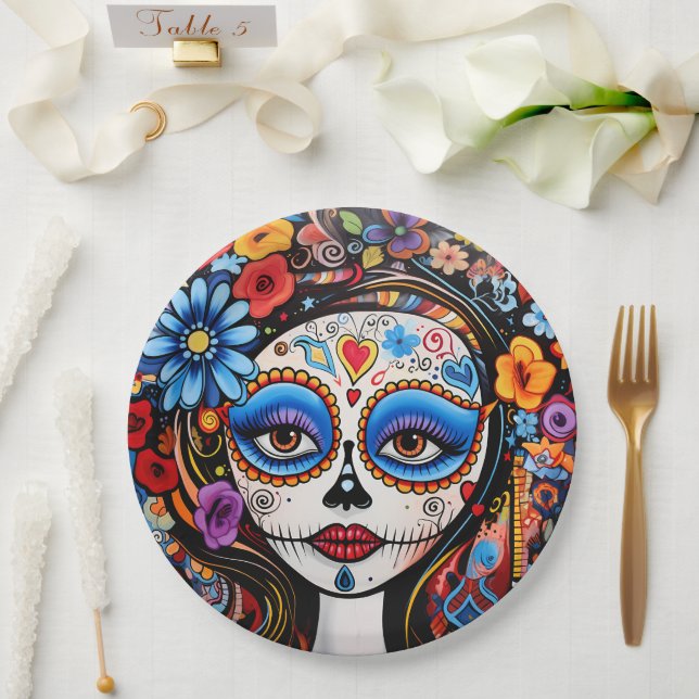 Dia de Muertos☠️ La Calavera Catrina Paper Plate (Wedding)