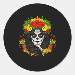 Día De Muertos La Catrina Day Of The Dead Women Su Classic Round Sticker