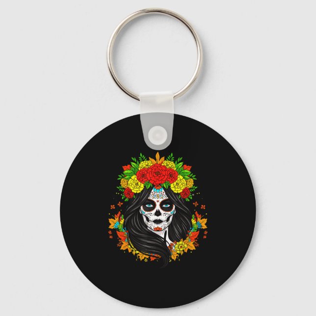 Día De Muertos La Catrina Day Of The Dead Women Su Key Ring (Front)