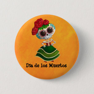 Dia de Muertos Mexican Miss Death 6 Cm Round Badge