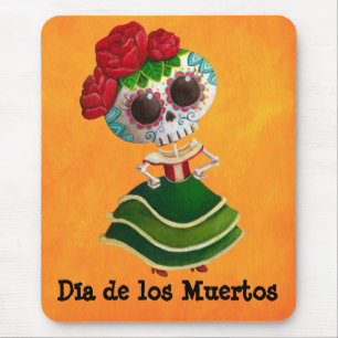 Dia de Muertos Mexican Miss Death Mouse Mat