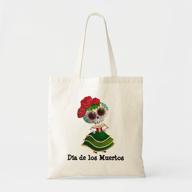 Dia de Muertos Mexican Miss Death Tote Bag (Front)