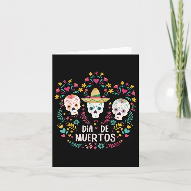 Dia De Muertos Skeleton Head Sugar Bone Halloween  Card (Front)