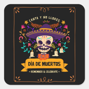 Dia de muertos Skull day of the dead Square Sticker