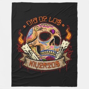 Día de Muertos Skull Fleece Blanket