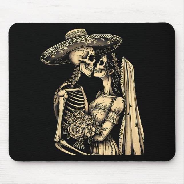 Dia De Muertos Sugar Skull Couple Skeleton Bride W Mouse Mat (Front)