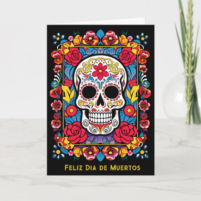 Dia de Muertos Sugar skull folded card (Front)