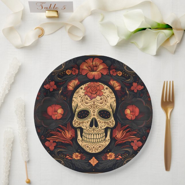 Dia de Muertos☠️ Sugar Skull  Paper Plate (Wedding)