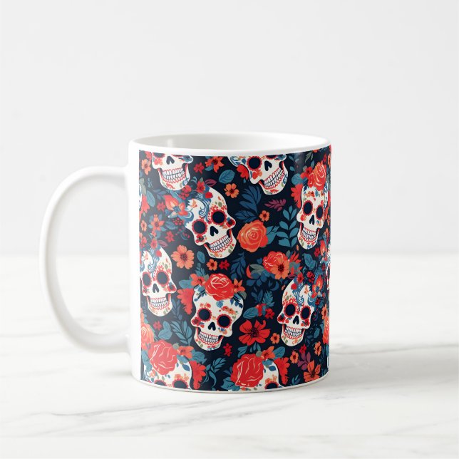 💀Día de Muertos, sugar skulls Coffee Mug (Left)