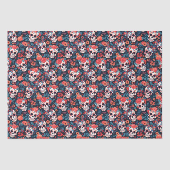 💀Día de Muertos, sugar skulls Tissue Paper (Front)