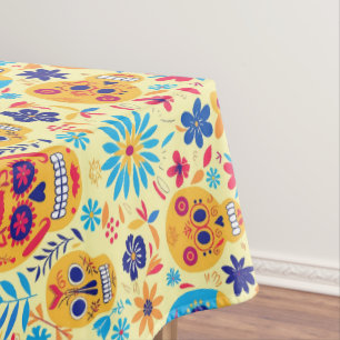 💀Día de Muertos, yellow sugar skulls Tablecloth