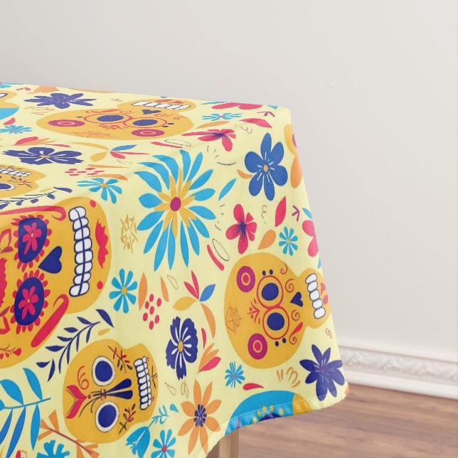 💀Día de Muertos, yellow sugar skulls Tablecloth (In Situ)