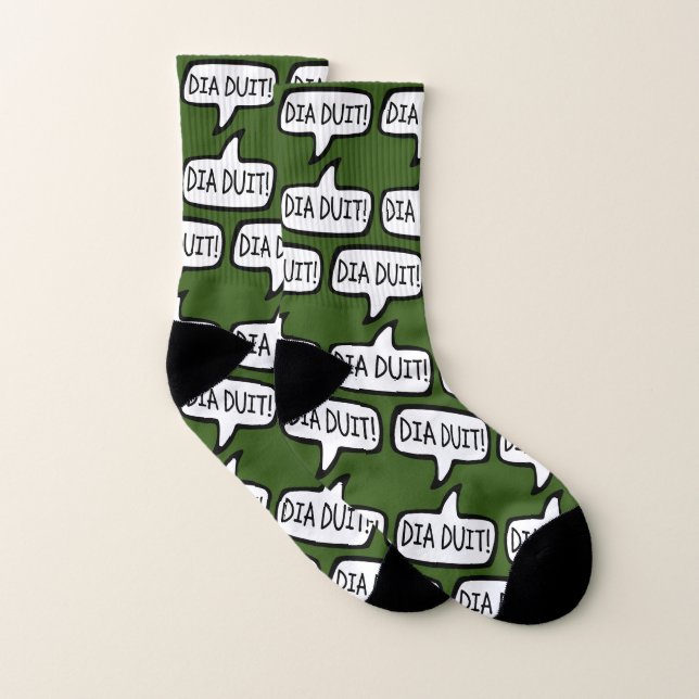 DIA DUIT! Irish Gaelic Greeting, Hello, Gaeilge Socks (Pair)