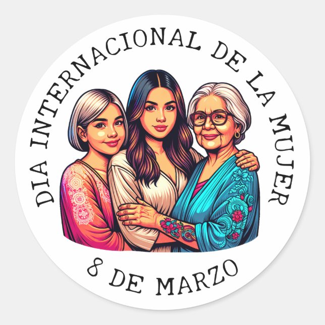 Día Internacional de la Mujer | Women's Day Classic Round Sticker (Front)