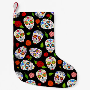 Dia Los Muertos: sugar skulls pattern. Small Christmas Stocking