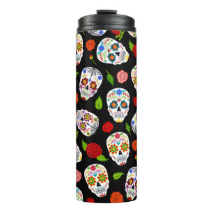 Dia Los Muertos: sugar skulls pattern. Thermal Tumbler