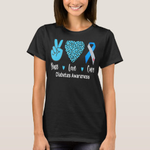 Diabete Awareness Peace Love Cure Leopard World Di T-Shirt