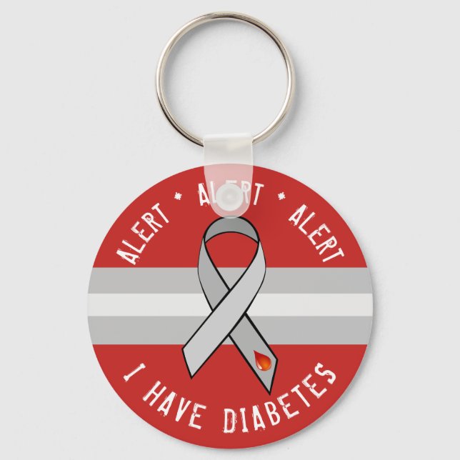 Diabetes Alert Key Chain Awareness Ribbon (Front)