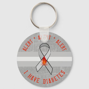 Diabetes Alert Key Chain Awareness Ribbon