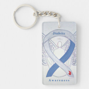 Diabetes Angel Awareness Ribbon Custom Keychains