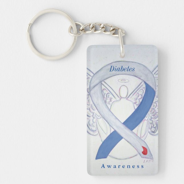 Diabetes Angel Awareness Ribbon Custom Keychains (Front)