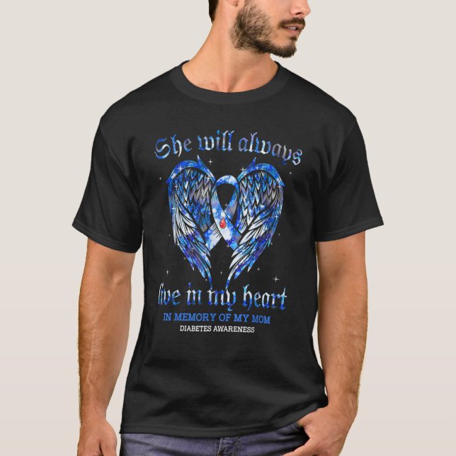 Diabetes Angel Wing In Memory Of My Mom T-Shirt (Front)