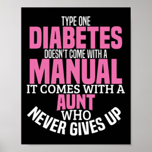 Diabetes Aunt T1D Diabetic Type 1 Awareness Women Poster