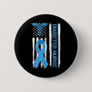 Diabetes Awareness American Flag Diabetes Nurse  6 Cm Round Badge