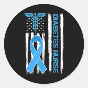 Diabetes Awareness American Flag Diabetes Nurse  Classic Round Sticker