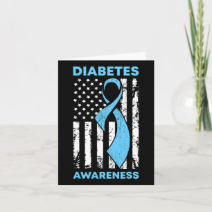 Diabetes Awareness American Us Flag Blue Ribbon T1 Card