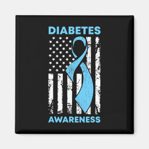 Diabetes Awareness American US Flag Blue Ribbon T1 Magnet