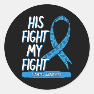 Diabetes Awareness Blue Fight Ribbon DM Diabetic G Classic Round Sticker