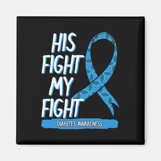 Diabetes Awareness Blue Fight Ribbon DM Diabetic G Magnet (Front)