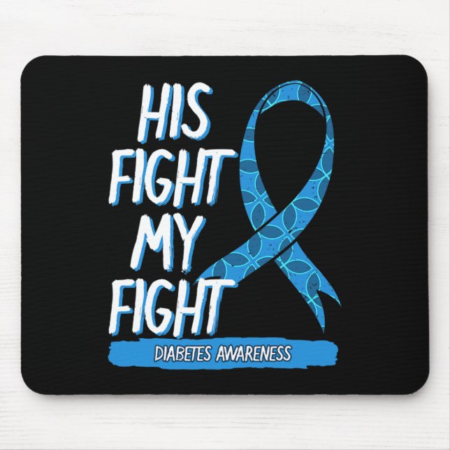 Diabetes Awareness Blue Fight Ribbon DM Diabetic G Mouse Mat (Front)