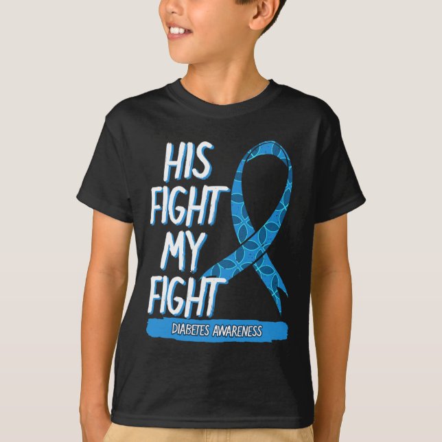 Diabetes Awareness Blue Fight Ribbon DM Diabetic G T-Shirt (Front)