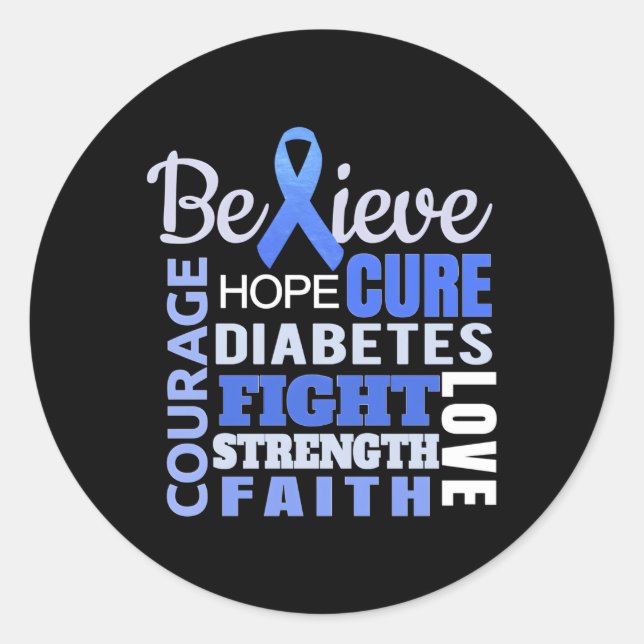 Diabetes Awareness Blue Ribbon Diabetes Classic Round Sticker (Front)