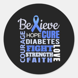 Diabetes Awareness Blue Ribbon Diabetes Classic Round Sticker