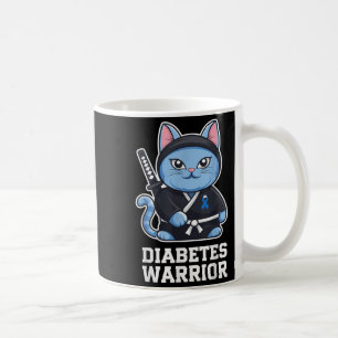 Diabetes Awareness Blue Ribbon Ninja Cat Diabetes  Coffee Mug
