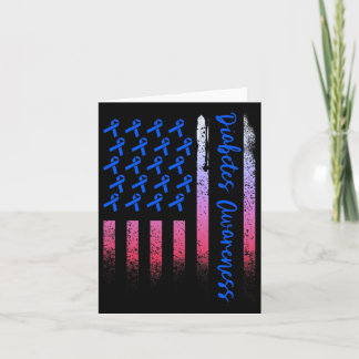 Diabetes Awareness Blue Ribbon Usa American Flag D Card