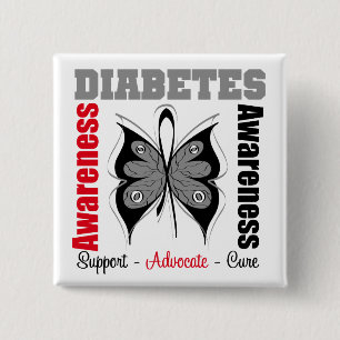 Diabetes Awareness Butterfly 15 Cm Square Badge