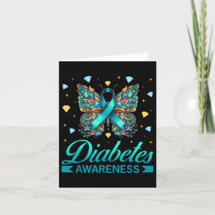 Diabetes Awareness Butterfly Diabetes Blue Ribbon  Card