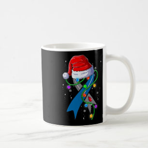 Diabetes Awareness Christmas Santa Hat Blue Ribbon Coffee Mug