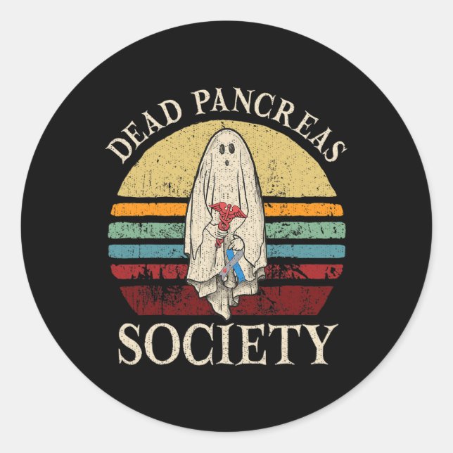 Diabetes Awareness Dead Pancreas Society Halloween Classic Round Sticker (Front)