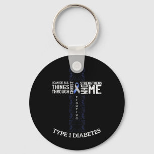 Diabetes Awareness Diabetic Warrior Gift Tee Key Ring