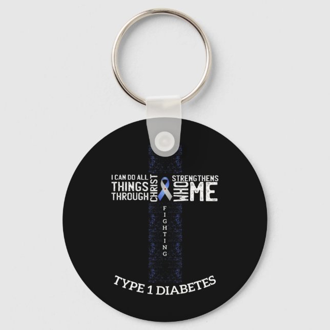 Diabetes Awareness  Diabetic Warrior Gift Tee   Key Ring (Front)