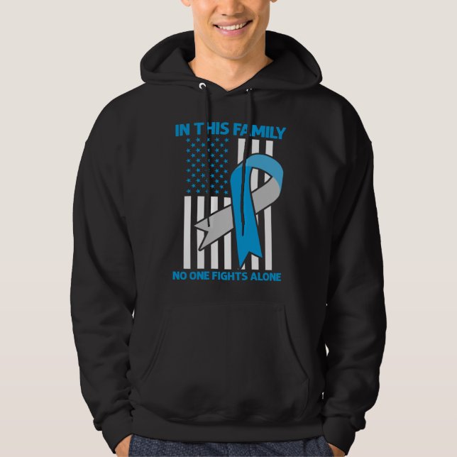 Diabetes Awareness Family USA Flag Blue Ribbon Dia Hoodie (Front)