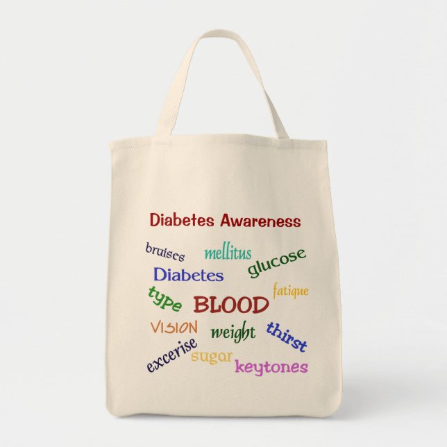 Diabetes Awareness Grocery Tote Bag (Front)