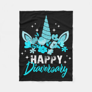Diabetes Awareness Happy Diaversary Unicorn Cute T Fleece Blanket
