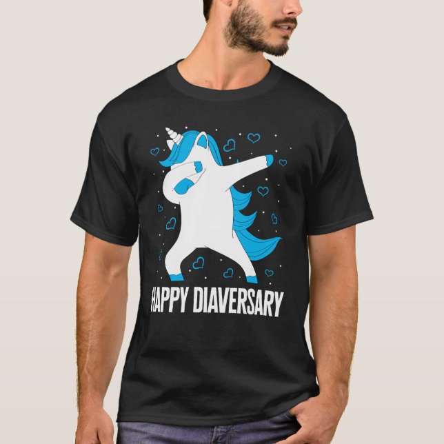 Diabetes Awareness Happy Diaversary Unicorn Cute T T-Shirt (Front)