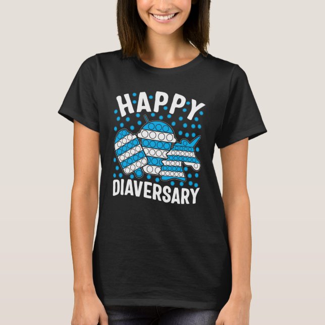 Diabetes Awareness Happy Diaversary Unicorn popin  T-Shirt (Front)